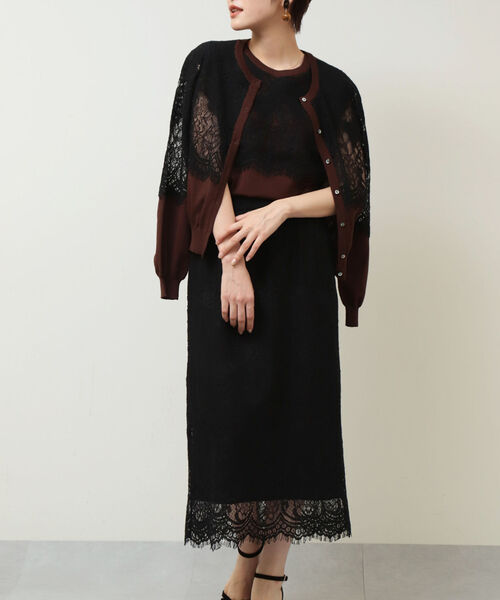 NOLLEY’S（ノーリーズ）の「レース付前後2WAYクルーネックカーディガン（カーディガン/ボレロ・レディース・ベージュ/ブラウン・38/36）」の19枚目の写真