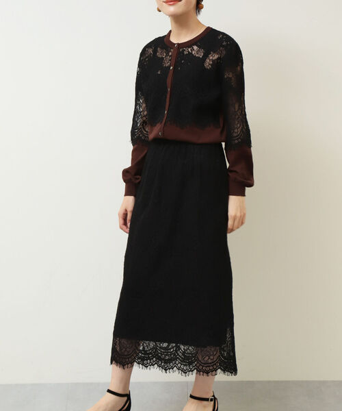 NOLLEY’S（ノーリーズ）の「レース付前後2WAYクルーネックカーディガン（カーディガン/ボレロ・レディース・ベージュ/ブラウン・38/36）」の20枚目の写真