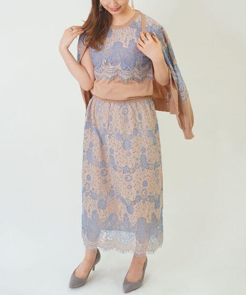 NOLLEY’S（ノーリーズ）の「レース付前後2WAYクルーネックカーディガン（カーディガン/ボレロ・レディース・ベージュ/ブラウン・38/36）」の21枚目の写真