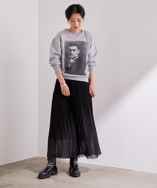 【ADAM ET ROPÉ】 カットジャガードドットプリーツスカート ADAM ET ROPE'（アダムエロペ）の「カットジャガードドット