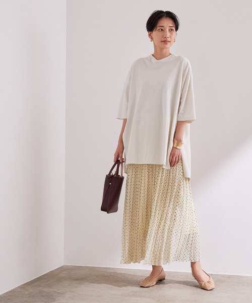 【ADAM ET ROPÉ】 カットジャガードドットプリーツスカート ADAM ET ROPE'（アダムエロペ）の「カットジャガードドット