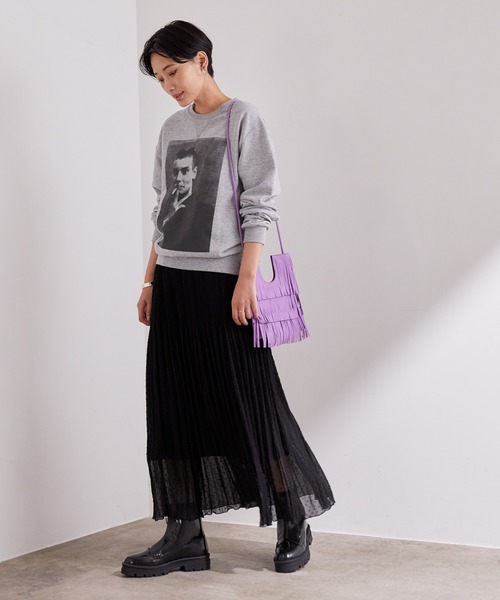 【ADAM ET ROPÉ】 カットジャガードドットプリーツスカート ADAM ET ROPE'（アダムエロペ）の「カットジャガードドット