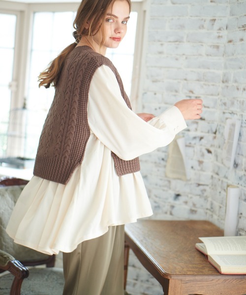 idem Cable Knit Docking Blouse タグ付き idem（イデム）の「Cable Knit Docking Blouse（ニット/セーター