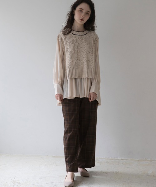 idem（イデム）の「Cable Knit Docking Blouse（ニット/セーター