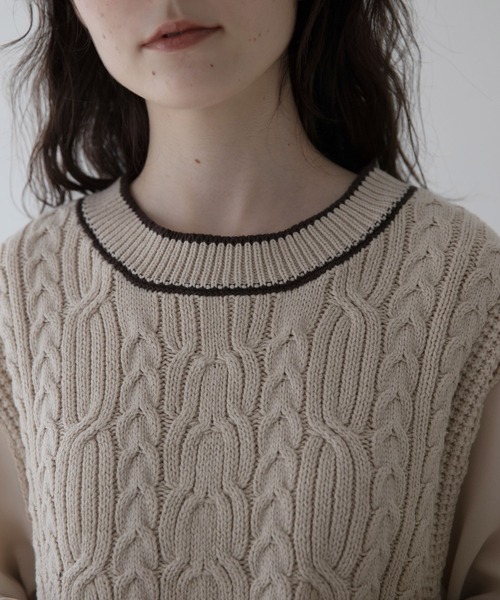idem（イデム）の「Cable Knit Docking Blouse（ニット/セーター