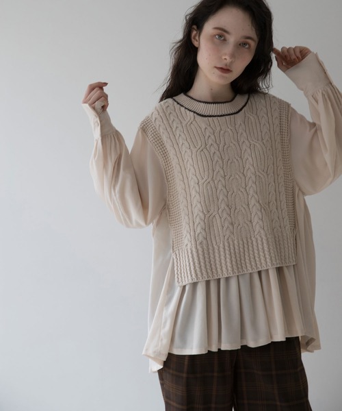 idem Cable Knit Docking Blouse タグ付き idem（イデム）の「Cable Knit Docking Blouse（ニット/セーター