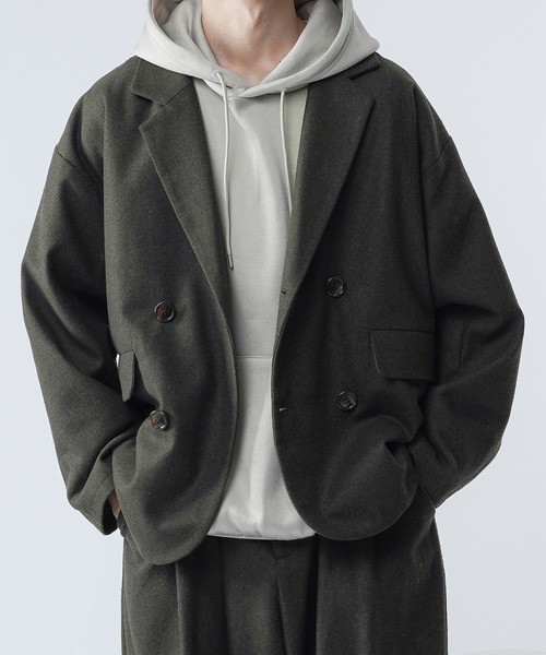 ウールライクダブルジャケット/セットアップ可 ウールライク ダブルブレストジャケット（テーラードジャケット