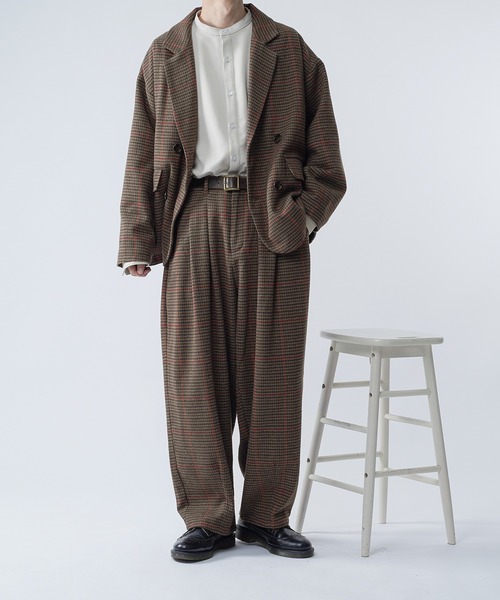 kutir(クティール)の「ウールライクダブルジャケット セットアップ(テーラードジャケット・メンズ・ブラック/ダークブラウン/ベージュ/グリーン・MEDIUM/LARGE)」の5枚目の写真