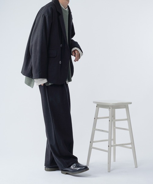 ウールライクダブルジャケット/セットアップ可 ウールライク ダブルブレストジャケット（テーラードジャケット