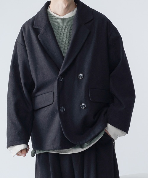 kutir(クティール)の「ウールライクダブルジャケット セットアップ(テーラードジャケット・メンズ・ブラック/ダークブラウン/ベージュ/グリーン・MEDIUM/LARGE)」の18枚目の写真