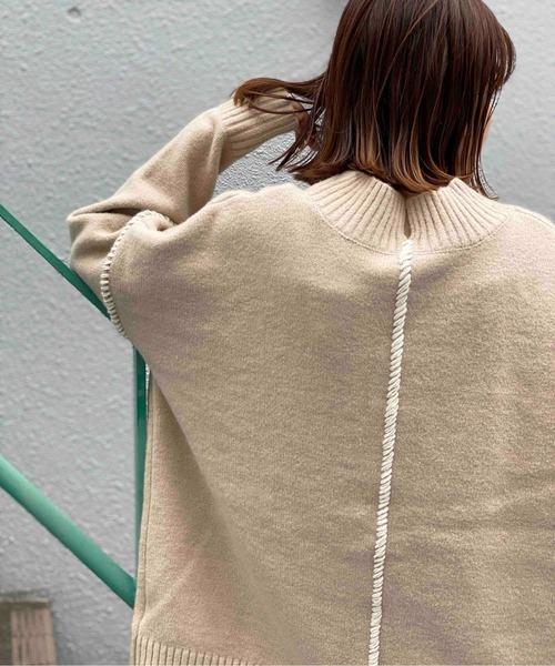 PICCIN(ピッチン)の「ハンドステッチニット(ニット/セーター・レディース・ブラック/ベージュ/アイボリー・M)」の3枚目の写真