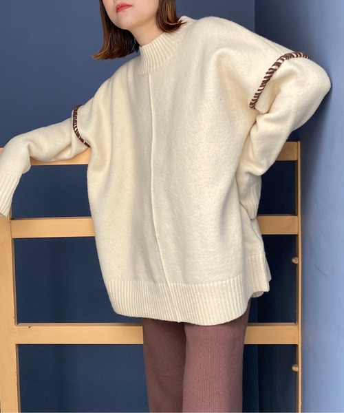 PICCIN(ピッチン)の「ハンドステッチニット(ニット/セーター・レディース・ブラック/ベージュ/アイボリー・M)」の1枚目の写真