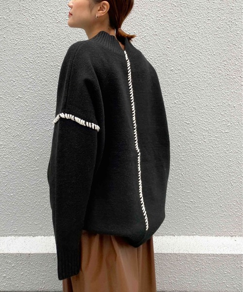 PICCIN(ピッチン)の「ハンドステッチニット(ニット/セーター・レディース・ブラック/ベージュ/アイボリー・M)」の5枚目の写真