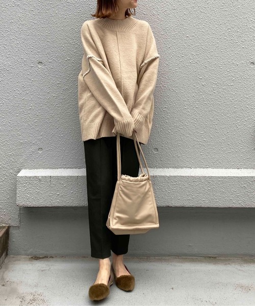 PICCIN(ピッチン)の「ハンドステッチニット(ニット/セーター・レディース・ブラック/ベージュ/アイボリー・M)」の6枚目の写真