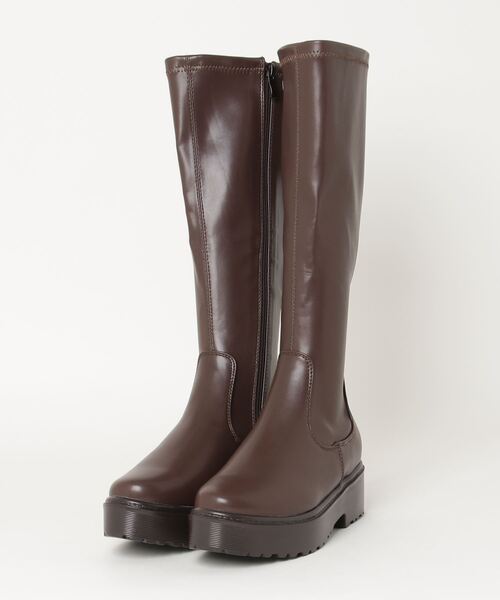 LoveHunter/厚底ソールストレッチロングブーツ(1544)コンバットブーツ