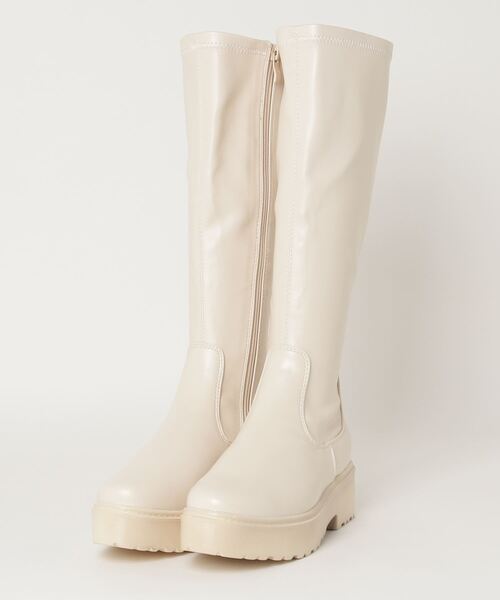 LoveHunter/厚底ソールストレッチロングブーツ(1544)コンバットブーツ