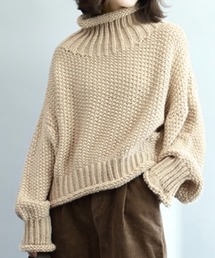 レディース オーバーサイズキレカジチャッキーニット タートルネック