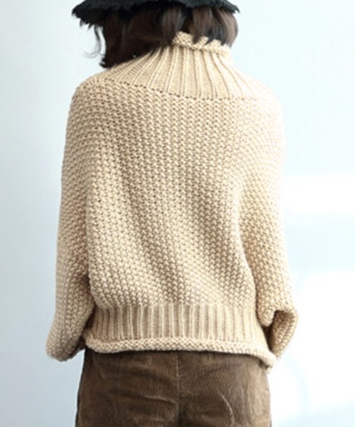 【shaashea】◯ニット✕ダウン★カーキ★サイズXS★レディース★ ウール混オーバーサイズハイネックセーター - カーキ | ZARA