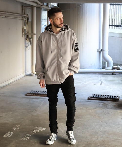 JACKROSE(ジャックローズ)の「JE-ロゴテープ・フェイクスウェードZIPパーカー(パーカー・メンズ・ブラック/グレー・M/L)」の22枚目の写真