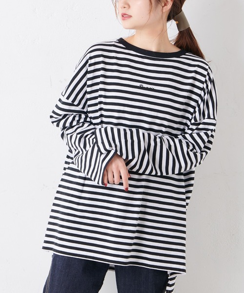 PUAL CE CIN(ピュアルセシン)の「【Du noir】ロゴ刺繍チュニック(Tシャツ/カットソー・レディース・その他1/その他2/ブラック/ホワイト・FREE)」の4枚目の写真