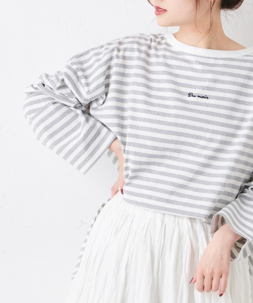 PUAL CE CIN(ピュアルセシン)の「【Du noir】ロゴ刺繍チュニック(Tシャツ/カットソー・レディース・その他1/その他2/ブラック/ホワイト・FREE)」の6枚目の写真