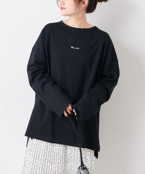 PUAL CE CIN(ピュアルセシン)の「【Du noir】ロゴ刺繍チュニック(Tシャツ/カットソー・レディース・その他1/その他2/ブラック/ホワイト・FREE)」の13枚目の写真