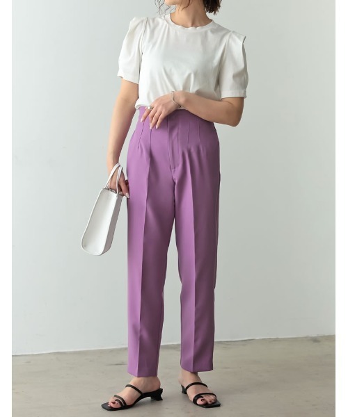 Re:EDIT（リエディ）の「[低身長/高身長サイズ有]ツイルハイウエストダーツテーパードパンツ（その他パンツ・レディース・ブラック/アイボリー/ベージュ/ピンク/ミント/グレイッシュベージュ/モカ/イエロー/ブラウン/グリーン/ブルー/ブルー系その他/パープル/コーラルピンク/ケリーグリーン/ホワイト・SHORT/MEDIUM/TALL/LARGE/SMALL）」の21枚目の写真