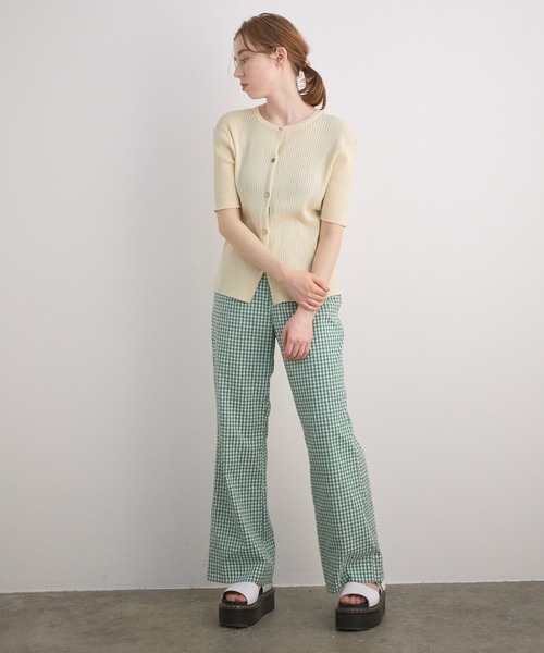 MADEMOISELLE ROPE'（マドモアゼル ロペ）の「【セットアップ対応】ERISILK リブ2WAYニットカーディガン（カーディガン/ボレロ・レディース・ホワイト/チャコールグレー・38）」の9枚目の写真