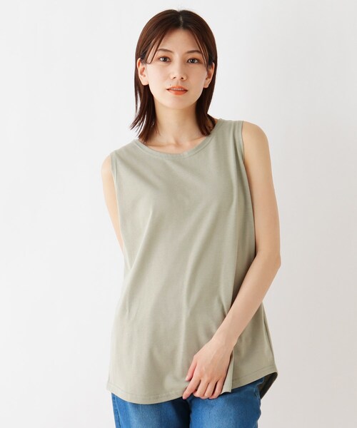 SHOO・LA・RUE（シューラルー）の「◆【追加生産】裾カーブベーシックタンクトップ（タンクトップ・レディース・アイボリー/チャコールグレー/ブラック/ベビーピンク/ライトグリーン/チャコール/アイボリー系8・03/04/02/01）」の6枚目の写真