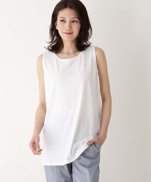 SHOO・LA・RUE（シューラルー）の「◆【追加生産】裾カーブベーシックタンクトップ（タンクトップ・レディース・アイボリー/チャコールグレー/ブラック/ベビーピンク/ライトグリーン/チャコール/アイボリー系8・03/04/02/01）」の2枚目の写真
