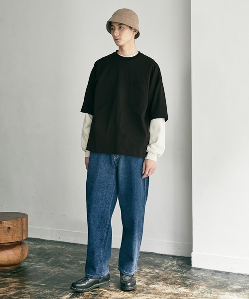 nowm（ノウム）の「【nowm】MERCERISED COTTON LOOSE BOX POCKET BIG TEE / ルーズ ポケットT（Tシャツ/カットソー・メンズ・ホワイト/ブラック/ブラウン・FREE）」の4枚目の写真