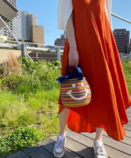 a-jolie アジョリー スマイルカゴバッグ かご マルチカラー レインボー