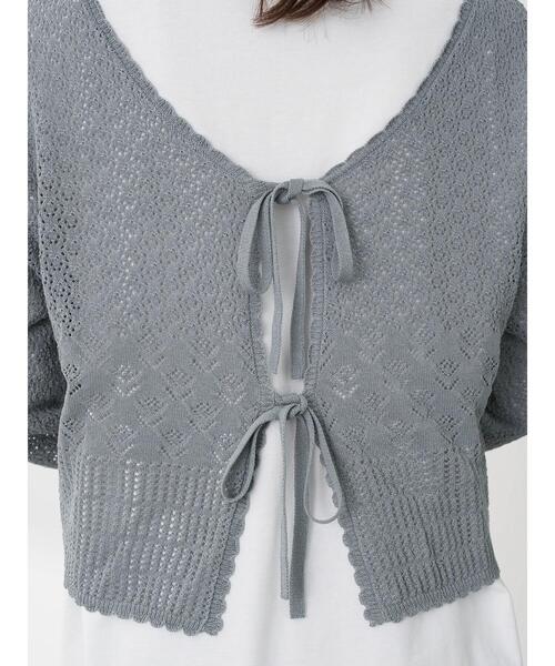 earth music&ecology(アースミュージックアンドエコロジー)の「透かし編みカーディガン *(カーディガン/ボレロ・レディース・ベージュ/テラコッタ/グリーン・FREE)」の5枚目の写真