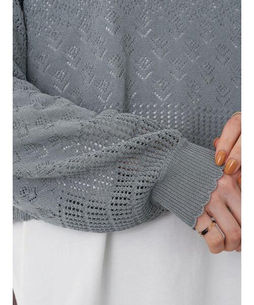 earth music&ecology(アースミュージックアンドエコロジー)の「透かし編みカーディガン *(カーディガン/ボレロ・レディース・ベージュ/テラコッタ/グリーン・FREE)」の6枚目の写真