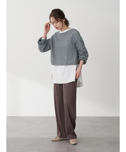 earth music&ecology(アースミュージックアンドエコロジー)の「透かし編みカーディガン *(カーディガン/ボレロ・レディース・ベージュ/テラコッタ/グリーン・FREE)」の9枚目の写真