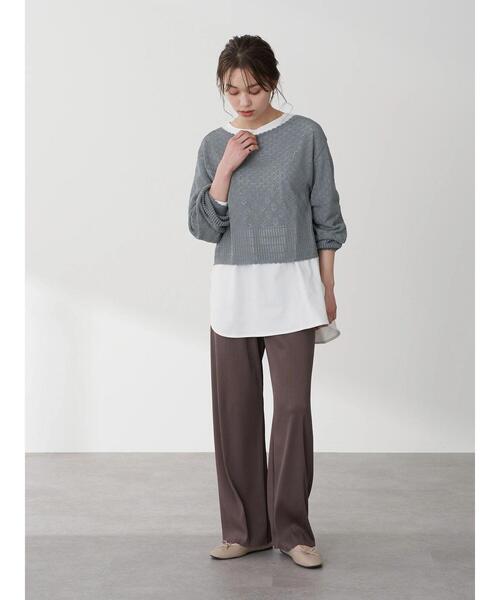 earth music&ecology(アースミュージックアンドエコロジー)の「透かし編みカーディガン *(カーディガン/ボレロ・レディース・ベージュ/テラコッタ/グリーン・FREE)」の10枚目の写真