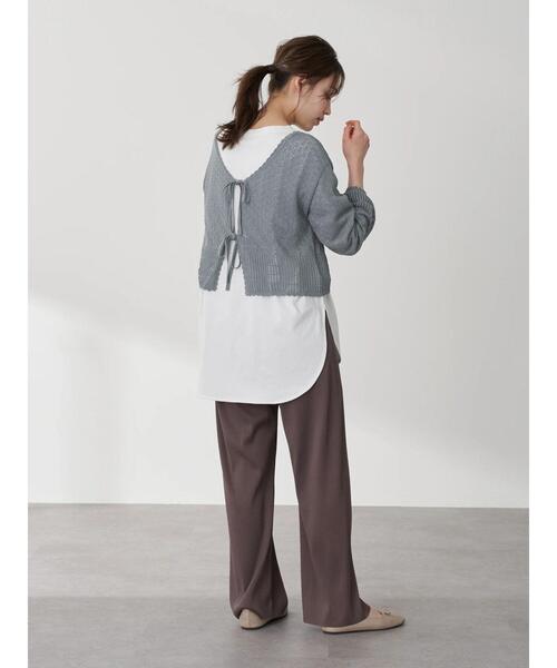 earth music&ecology(アースミュージックアンドエコロジー)の「透かし編みカーディガン *(カーディガン/ボレロ・レディース・ベージュ/テラコッタ/グリーン・FREE)」の14枚目の写真