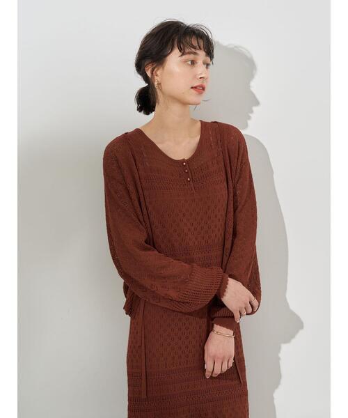 earth music&ecology(アースミュージックアンドエコロジー)の「透かし編みカーディガン *(カーディガン/ボレロ・レディース・ベージュ/テラコッタ/グリーン・FREE)」の16枚目の写真