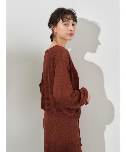 earth music&ecology(アースミュージックアンドエコロジー)の「透かし編みカーディガン *(カーディガン/ボレロ・レディース・ベージュ/テラコッタ/グリーン・FREE)」の18枚目の写真