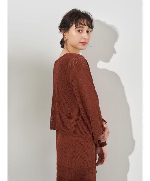 earth music&ecology(アースミュージックアンドエコロジー)の「透かし編みカーディガン *(カーディガン/ボレロ・レディース・ベージュ/テラコッタ/グリーン・FREE)」の19枚目の写真