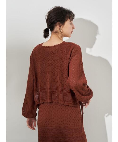 earth music&ecology(アースミュージックアンドエコロジー)の「透かし編みカーディガン *(カーディガン/ボレロ・レディース・ベージュ/テラコッタ/グリーン・FREE)」の20枚目の写真