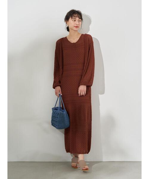 earth music&ecology(アースミュージックアンドエコロジー)の「透かし編みカーディガン *(カーディガン/ボレロ・レディース・ベージュ/テラコッタ/グリーン・FREE)」の22枚目の写真