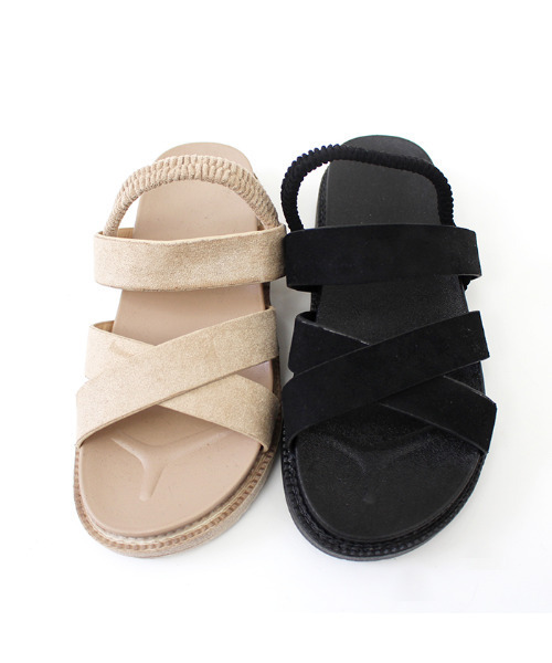 MODE ROBE(モードローブ)の「太ラインフラットサンダル(サンダル・レディース・ブラック/ベージュ・23㎝/24㎝/25㎝/23.5㎝/24.5㎝)」の4枚目の写真