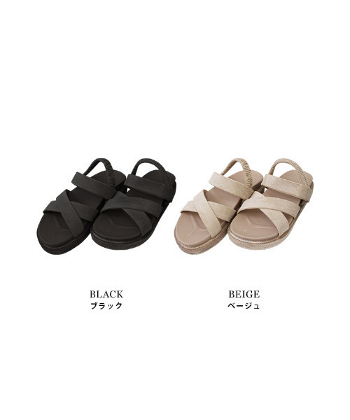 MODE ROBE(モードローブ)の「太ラインフラットサンダル(サンダル・レディース・ブラック/ベージュ・23㎝/24㎝/25㎝/23.5㎝/24.5㎝)」の10枚目の写真