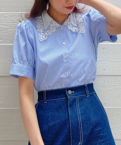 MAJESTIC LEGON(マジェスティックレゴン)の「petit襟パフ袖ブラウス(シャツ/ブラウス・レディース・ブラック/オフホワイト/ブルー/ブルー系その他2・SMALL/MEDIUM)」の18枚目の写真