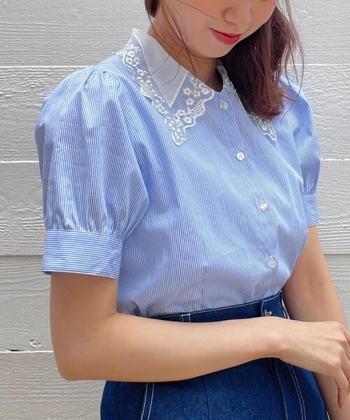 MAJESTIC LEGON(マジェスティックレゴン)の「petit襟パフ袖ブラウス(シャツ/ブラウス・レディース・ブラック/オフホワイト/ブルー/ブルー系その他2・SMALL/MEDIUM)」の12枚目の写真