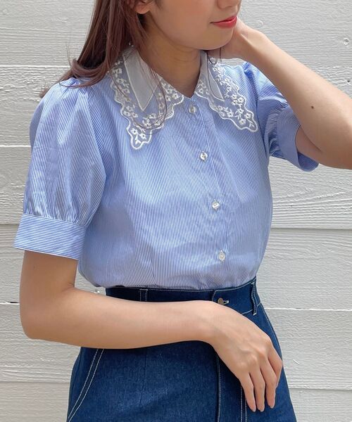 MAJESTIC LEGON(マジェスティックレゴン)の「petit襟パフ袖ブラウス(シャツ/ブラウス・レディース・ブラック/オフホワイト/ブルー/ブルー系その他2・SMALL/MEDIUM)」の15枚目の写真