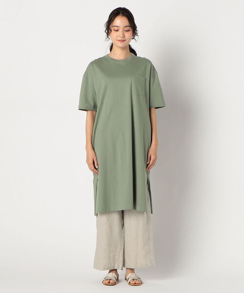 UNIVERSAL OVERALL（ユニバーサルオーバーオール）の「【UNIVERSAL OVERALL/ユニバーサルオーバーオール】MIDLLE LENGTH CUTプルオーバー #U2122835（ワンピース・レディース・ホワイト/ブラック/オリーブ・FREE）」の14枚目の写真