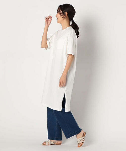 UNIVERSAL OVERALL（ユニバーサルオーバーオール）の「【UNIVERSAL OVERALL/ユニバーサルオーバーオール】MIDLLE LENGTH CUTプルオーバー #U2122835（ワンピース・レディース・ホワイト/ブラック/オリーブ・FREE）」の5枚目の写真