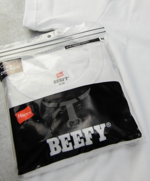 HANES（ヘインズ）の「Hanes HM1-R103 BEEFY ヘビーウェイト ショートスリーブ リブパックTシャツ（Tシャツ/カットソー・メンズ・ネイビー/ブラック/ヘザーグレー/ホワイト/カーキ・XL/L/M/S）」の2枚目の写真